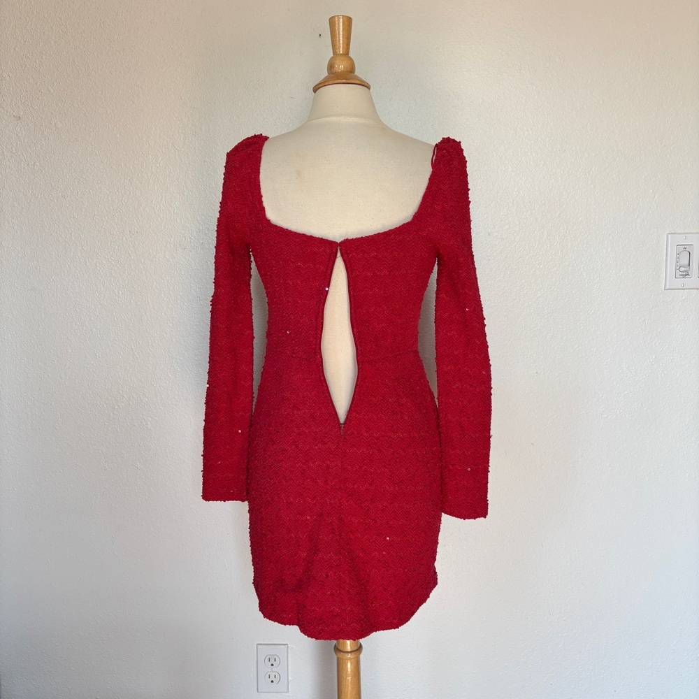 Francesca's Collections Solid Red Sequin Long Sle… - image 8